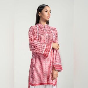 NWT Maria B Luxury Pakistan Red Embroidered Dress Size: Large